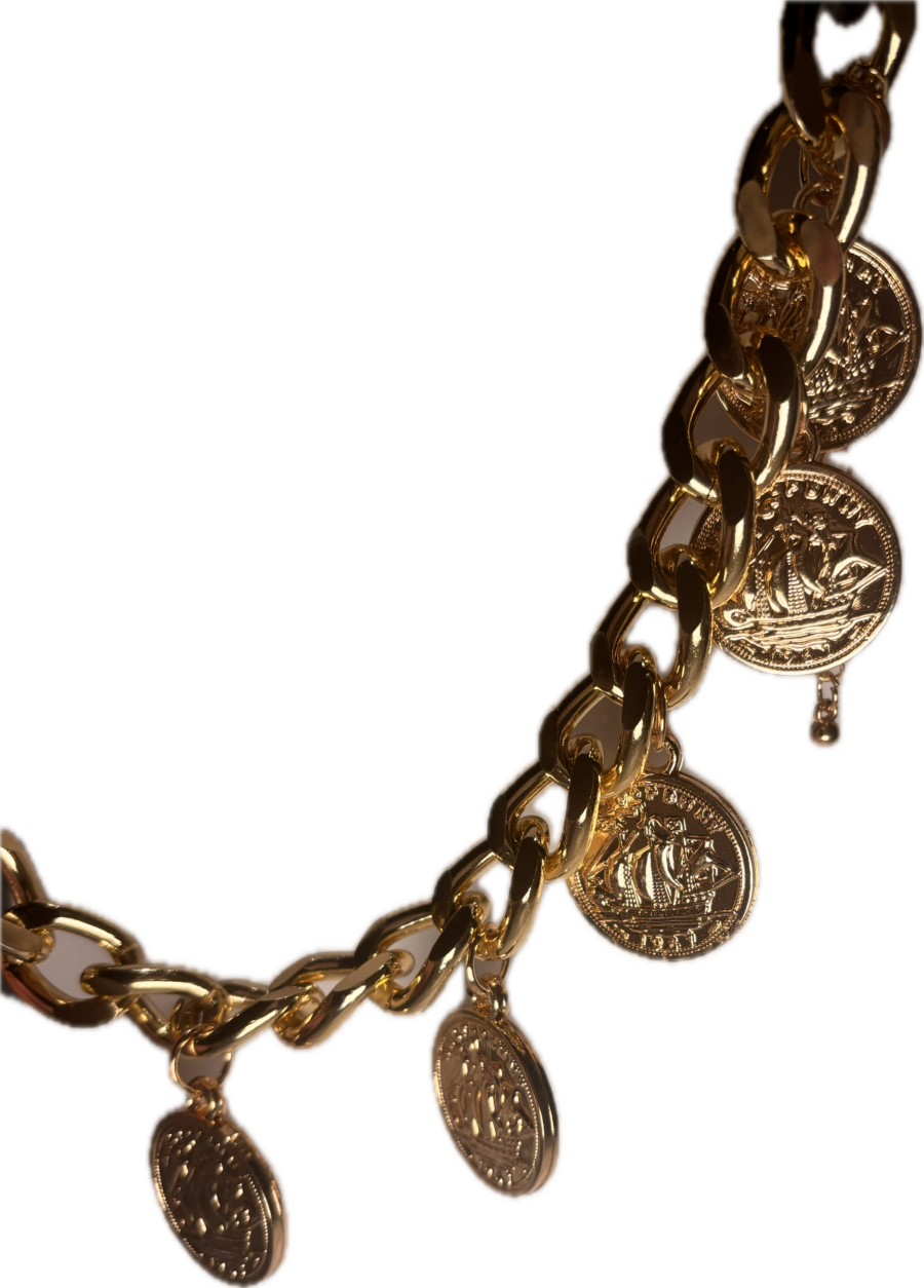 18K GOLD FILLED CHAIN WITH COIN CHARMS